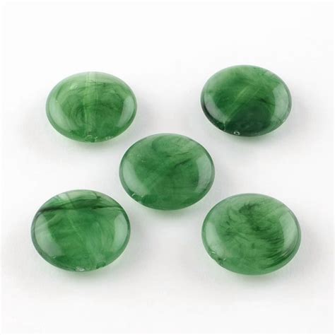 20 pc Flat Round Imitation Gemstone Acrylic Beads Medium Sea Green 22x8 ...