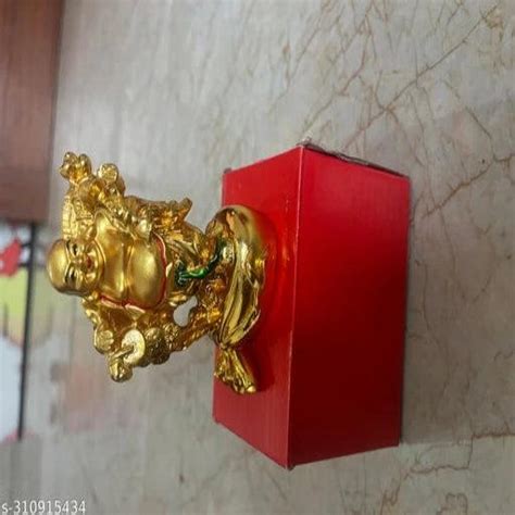 Polyresin Laughing Buddha 3 inch Standing with Stick and Coins Showpie ...