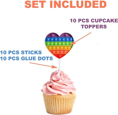 Buy SSL SERVIS 10 PCS Popit Cupcake Toppers | Fidget toy Cupcake ...