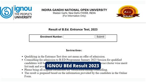 IGNOU BEd Result 2023 Announced at ignou.ac.in for Jan Session, Get ...