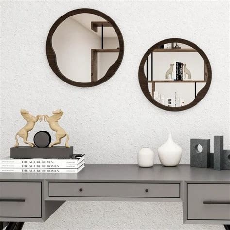 Wooden Set of 3 Mirror Wood Wall Decor