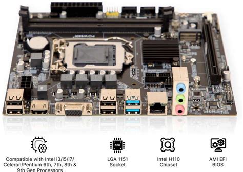 powerx H110 LGA1151Socket ATX Intel H110 Chipset DDR4 Motherboard for ...