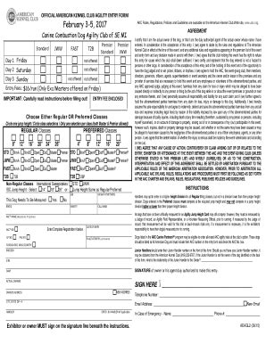 Fillable Online canine combustion dog agility club Fax Email Print ...