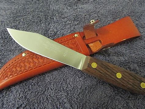 J. RUSSELL 5" GREEN RIVER HUNTING KNIFE WITH LEATHER SHEATH USA CARBON ...