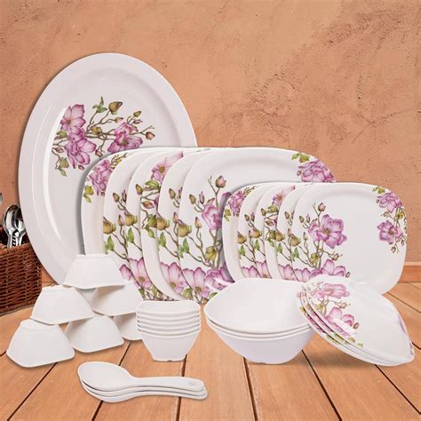 Home-Pro - 34 Pieces Melamine Dinner Set Glamour, Stain Resistant ...