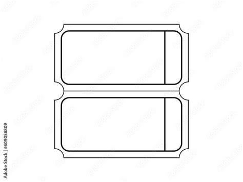 2 part blank raffle ticket template. Clipart image isolated on white ...