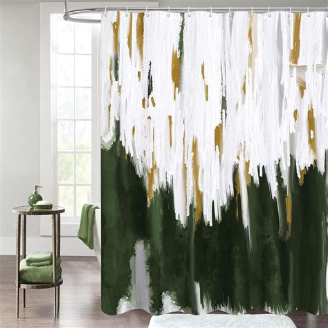 Olive Green Shower Curtains for Chic Modern Abstract Bathroom Decor ...