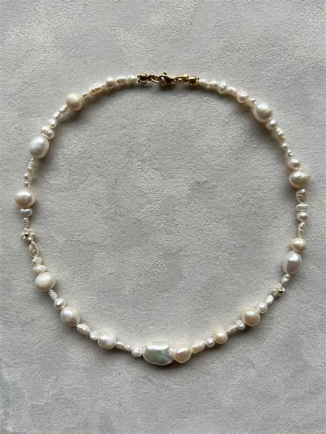 Freshwater Pearl Baroque Necklace - Etsy UK in 2025 | Chunky bead ...