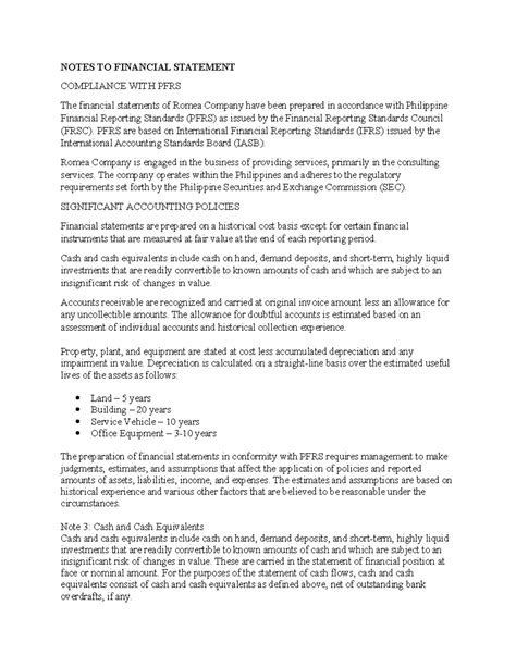 Image result for Financial Statement Notes Examples