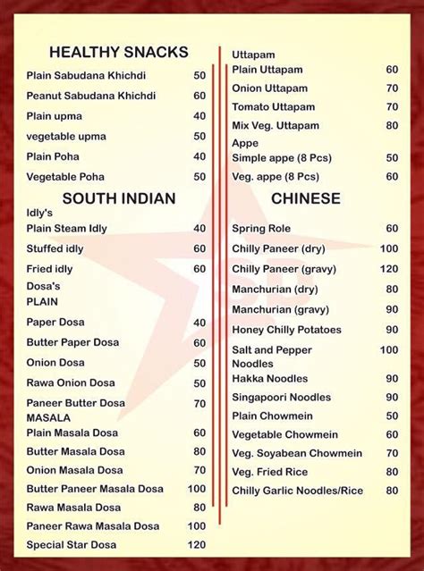Menu at The StaR Diner- Veg Restaurant-SADAR BAZAR, Agra