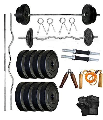 WOLPHY 45 KG Home Gym Set with 3 FEET CURL Rod, 5 FEET. Straight Rod, 2 ...