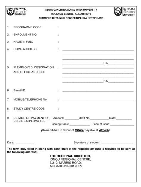 Fillable Online rcaligarh ignou ac Diploma in Early Childhood Care and ...