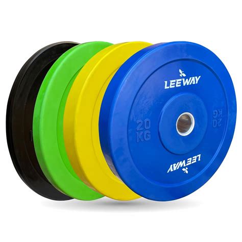 Leeway Color Rubber Bumper Gym Plates 2.0 for Barbell | 100kg Combo ...