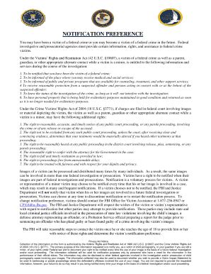 Fillable Online fbi Notification Preference form - FBI - fbi Fax Email ...