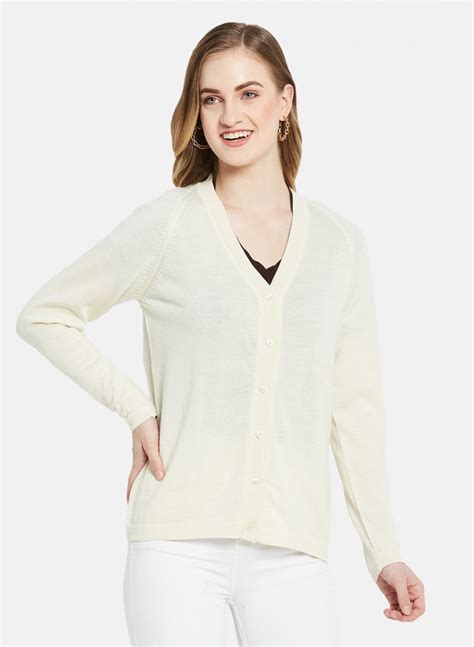 Buy Women Off White Solid Cardigan Online in India - Monte Carlo