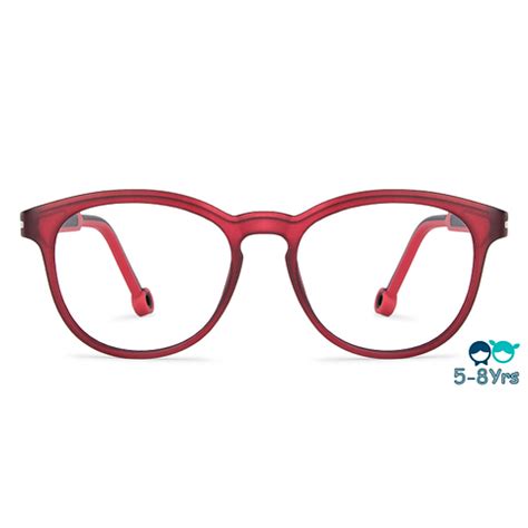 Buy Kids Glasses: Matte Red Transparent Red Black Full Rim Round Kids 5 ...