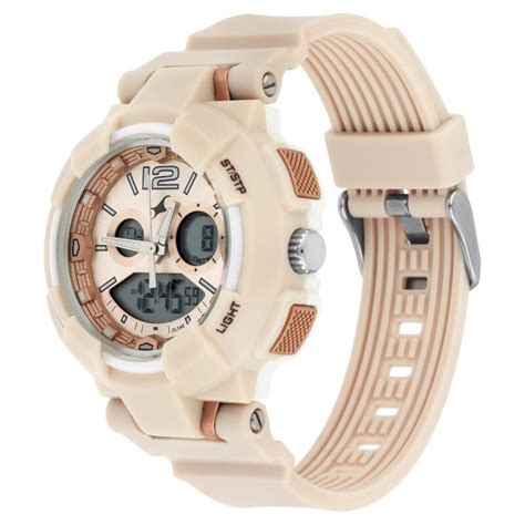 Fastrack Street Line Quartz Analog Digital Off White Dial PU Strap ...
