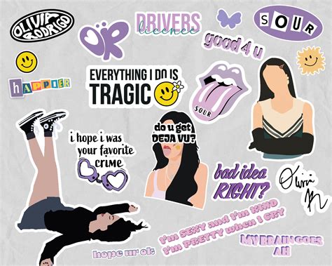 Olivia Rodrigo Sticker Pack, Olivia Rodrigo SVG, Sour Sticker, Drivers ...