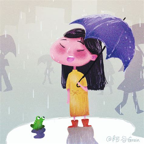 下雨天|插画|儿童插画|阿谷君 - 原创作品 - 站酷 (ZCOOL)
