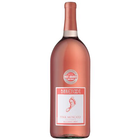 Barefoot Pink Moscato Sweet Rose Wine, California, 1.5Liter Glass ...
