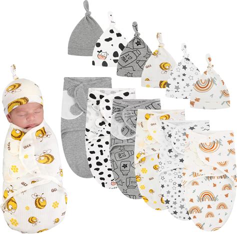 Amazon.com: Bunnycool 4 Pack Newborn Preemie Swaddle with Headband Set ...