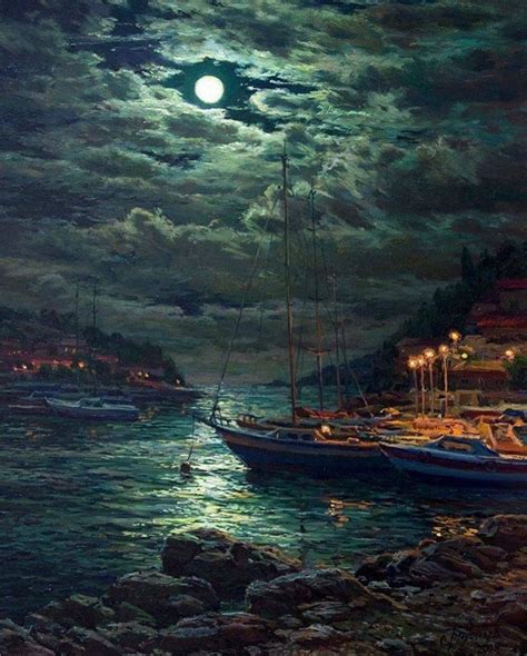 IG: PanopticSounds | Moonlight painting, Landscape paintings, Moon art