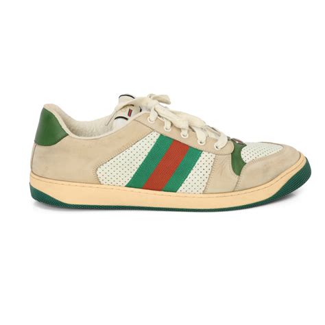 Shop Preloved Gucci Off-White Leather Screener Sneakers Size 11 | 100% ...