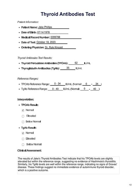 Thyroid Antibodies Test & Example | Free PDF Download