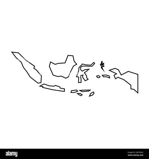Indonesia country thin black outline silhouette. Simplified map. Vector icon isolated on white ...