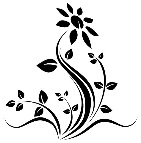 Flowers Silhouette Swirl, Decorative Elements, Whimsical Flowers, Floral Pattern, Artistic Style PNG