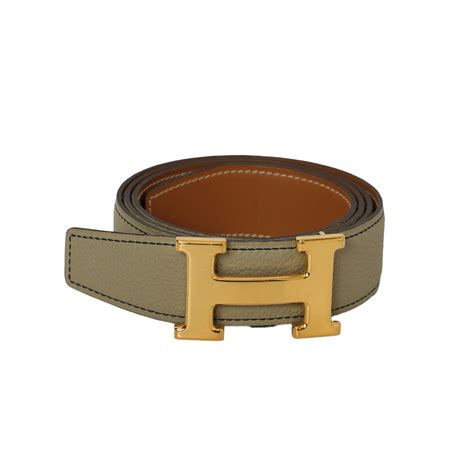 Shop pre-loved Hermès H Belt Buckle with Grey/Tan Reversible Leather ...