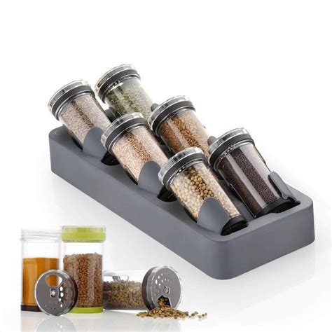 Buy D N_Enterprise Space Saver Spice Rack 6 in 1, Non-Skid 3 Slanted ...