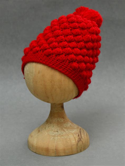 Red Handmade Soft Woolen Pom Pom Cap for Kids – FunKrafts Shop
