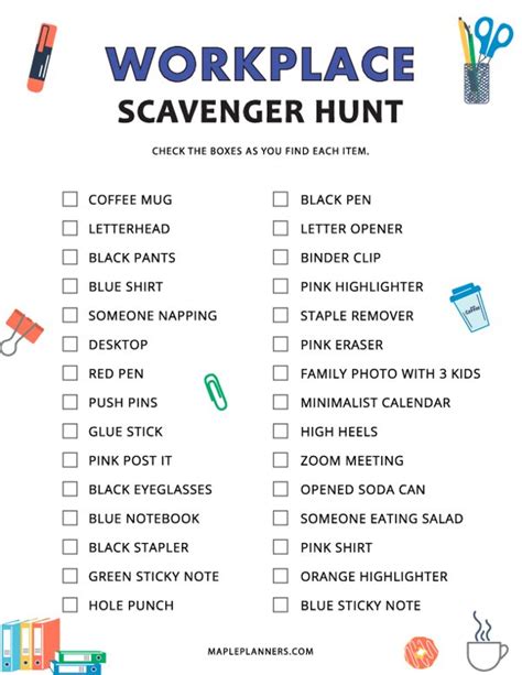 Office Scavenger Hunt List Printable - Printable Free Templates