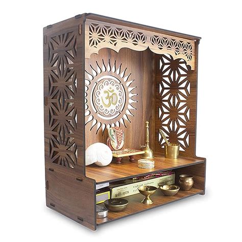 Heartily® Shree Beautiful Wooden Pooja Stand for Home Mandir for Home ...