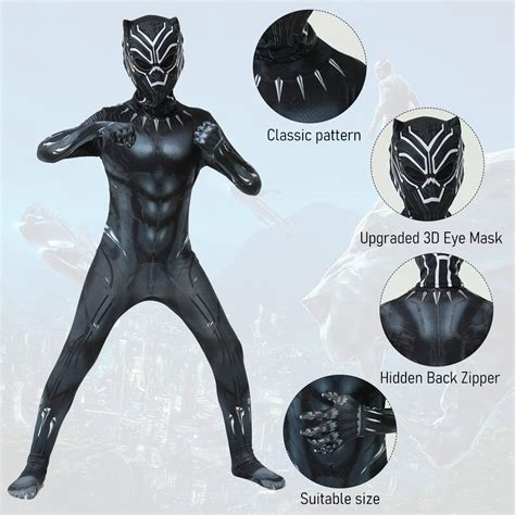 Buy GUSTAVE® Black Panther Costume for Kids, 3D Digital Prints Black ...
