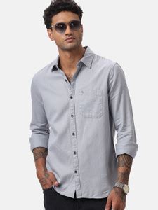 WROGN Men Solid Casual Grey Shirt - Buy WROGN Men Solid Casual Grey ...