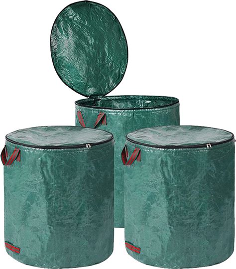 Amazon.com: Cezoyx 3 Pack Reusable Yard Waste Bags with Lid, 72 Gallon ...