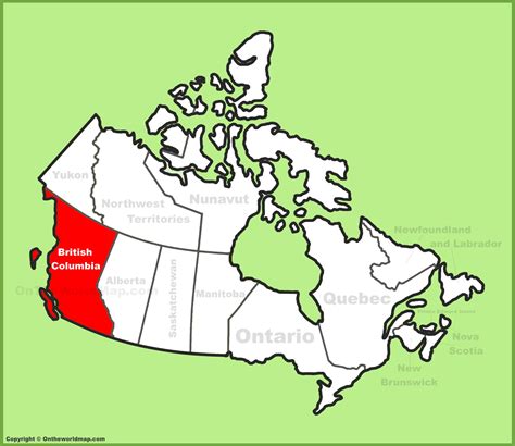 British Columbia location on the Canada Map - Ontheworldmap.com