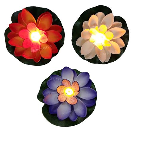 Buy AFTERSTITCH Multi Color Floating Lotus Flower Shape Floating LED ...