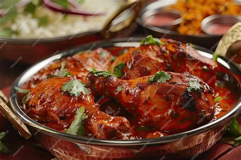 Chicken Tikka Masala Curry and Tandoori Chicken with Indian Foods ...