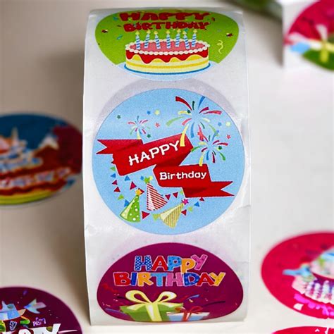 Happy Birthday Stickers Self Adhesive 1 Inch- 500 Stickers