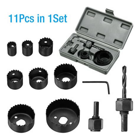 Buy 11PC Full Set Hole Saw Bit Kit Hole Saw Wood Sheet Metal Plastic 3/ ...