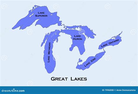 All The Great Lakes Vector Map Isolated On White Background. High-Detailed Black Silhouette Map ...