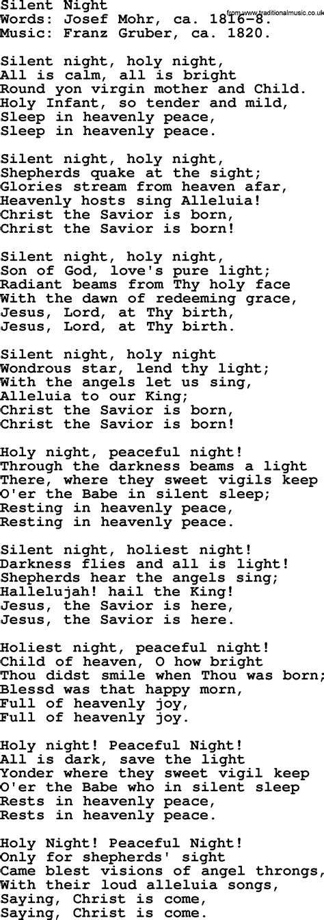 Free Printable Silent Night Lyrics - Printable Word Searches