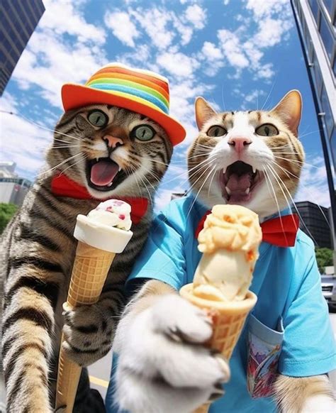 Funny Cats Eating Ice Cream