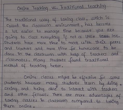 essay writing on online teaching vs traditional teaching... plz uto 500 ...
