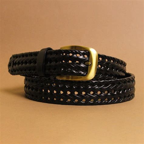 Braided Leather Belt - Black - Leather Gallery
