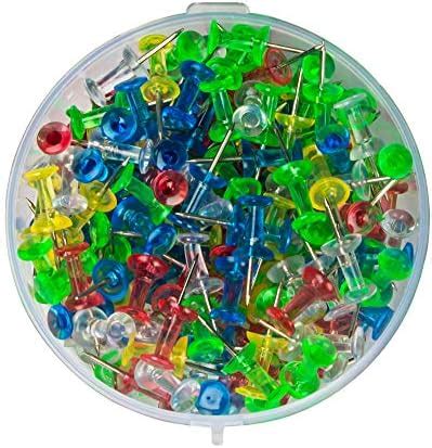 200 -Sharry Plastic Head, Steel Point Colorful Pushpins Per Container ...