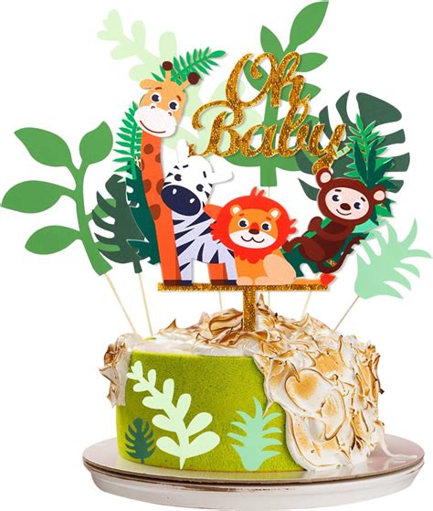 Buy NMAS Oh Baby Cartoon Animals Jungle Safari Cake Toppers Topper Gold ...